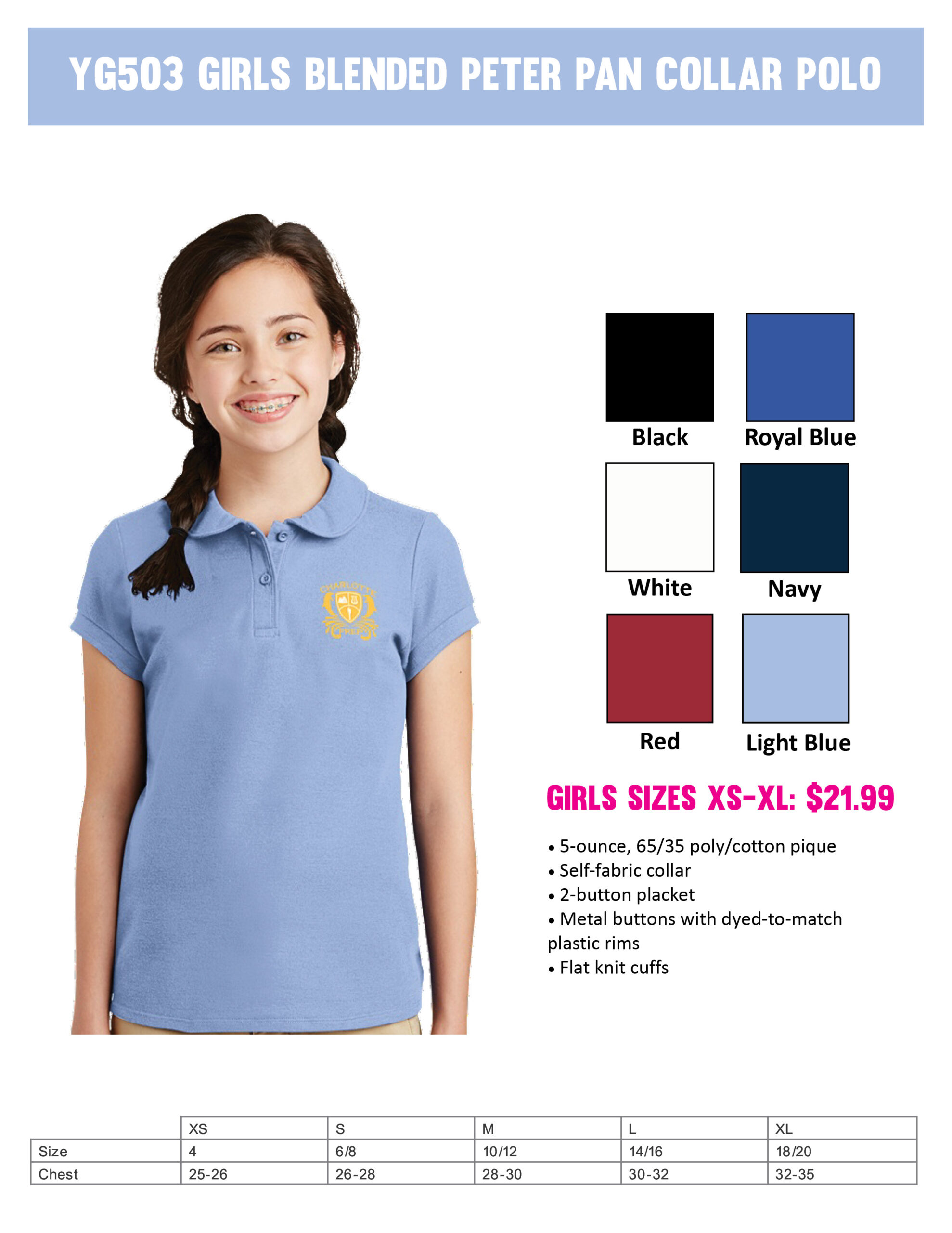 Polo Size Chart – Fraylich School Uniforms