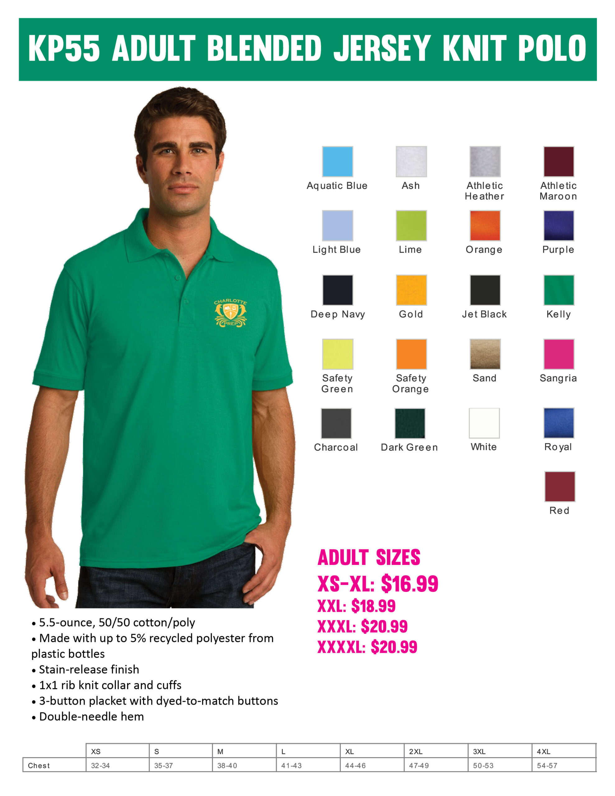 Polo Size Chart – Fraylich School Uniforms